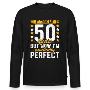 50th birthday 50 years old man woman 50th 50s - Men's Premium Organic Long Sleeve Shirt - black - Front - Nico (187cm)