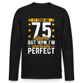 75ème anniversaire 75 ans homme femme 75ème 75er - T-shirt manches longues Premium bio Homme - noir - Devant - Nico (187cm)