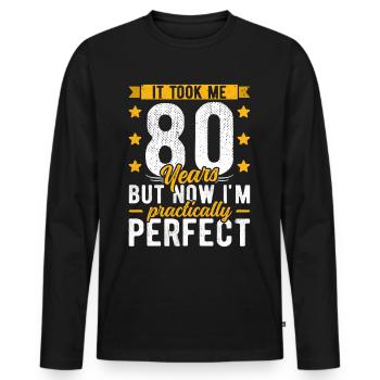 80ème anniversaire 80 ans homme femme 80ème années 80 - T-shirt manches longues Premium bio Homme - noir - Devant - Nico (187cm)