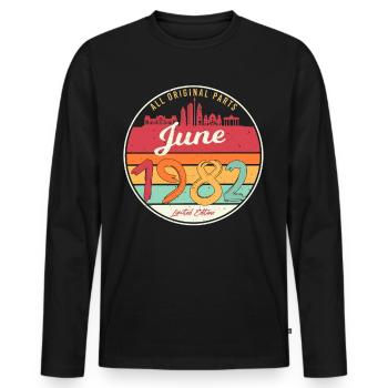 40e anniversaire 1982 Juin - T-shirt manches longues Premium bio Homme - noir - Devant - Nico (187cm)