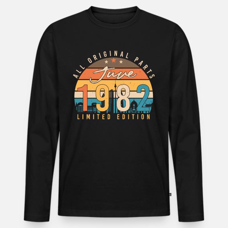 40tes Lebensjahr Juni 1982 - Männer Premium Bio Langarmshirt - Schwarz