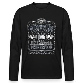 Vintage 1965 Birthday Year of birth 1965 Gift - Men's Premium Organic Long Sleeve Shirt - black - Front - Nico (187cm)