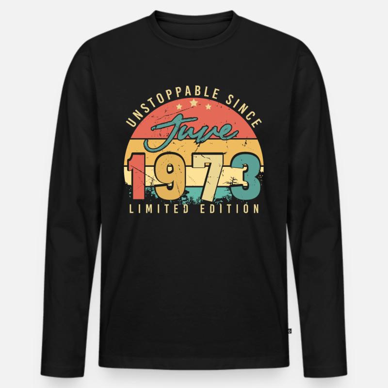 Retro 1973 Juni - Männer Premium Bio Langarmshirt - Schwarz