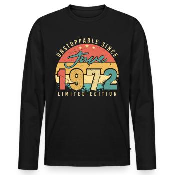 50 Jahre Juni 1972 - Männer Premium Bio Langarmshirt - Schwarz - Vorne - Nico (187cm)