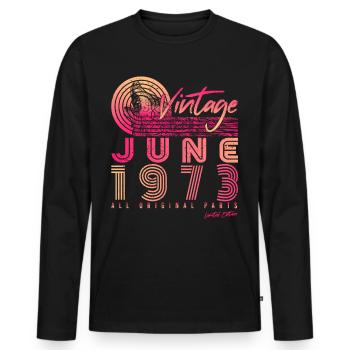 Juni 1973 Original - Männer Premium Bio Langarmshirt - Schwarz - Vorne - Nico (187cm)