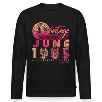 Year of construction 1985 June - Men's Premium Organic Long Sleeve Shirt - black - Front - Nico (187cm)