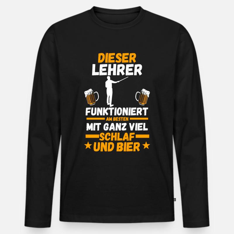 Bier Pädagoge Lehrer - Männer Premium Bio Langarmshirt - Schwarz