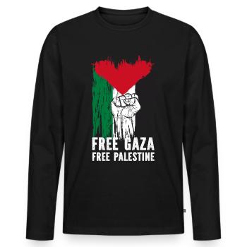 Palestine Palestine Filistin Palestinian - Men's Premium Organic Long Sleeve Shirt - black - Front - Nico (187cm)