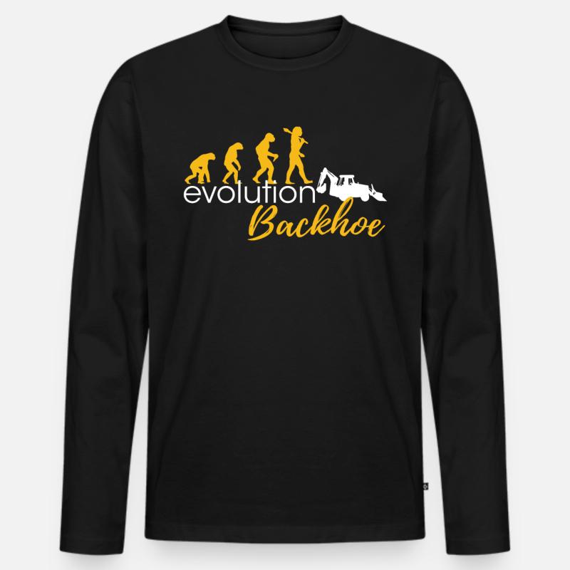 Evolution Of Backhoes - Männer Premium Bio Langarmshirt - Schwarz