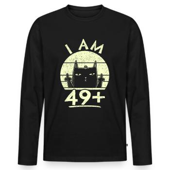 50th birthday woman 50th 50 years - I AM 49+ PLUS - Men's Premium Organic Long Sleeve Shirt - black - Front - Nico (187cm)