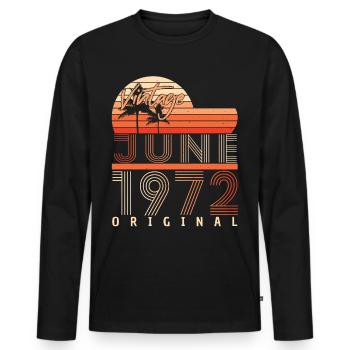 1972 Juni 50ter Geburtstag - Männer Premium Bio Langarmshirt - Schwarz - Vorne - Nico (187cm)