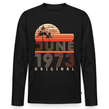 1973 Juni Original - Männer Premium Bio Langarmshirt - Schwarz - Vorne - Nico (187cm)