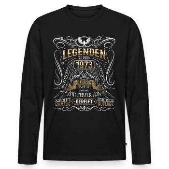Jahrgang 1973 Legende Geburtsjahr 1973 Geschenk - Männer Premium Bio Langarmshirt - Schwarz - Vorne - Nico (187cm)
