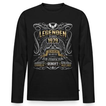 Jahrgang 1979 Legende Geburtsjahr 1979 Geschenk - Männer Premium Bio Langarmshirt - Schwarz - Vorne - Nico (187cm)