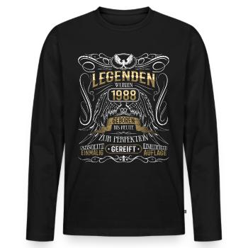 Jahrgang 1988 Legende Geburtsjahr 1988 Geschenk - Männer Premium Bio Langarmshirt - Schwarz - Vorne - Nico (187cm)
