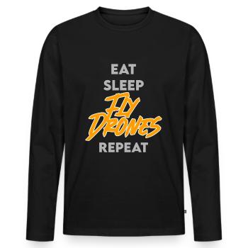 Drone Quadcopter Routine Hobby Pilot - T-shirt manches longues Premium bio Homme - noir - Devant - Nico (187cm)