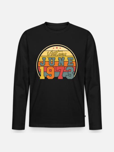 1973 Juni Retro - Männer Premium Bio Langarmshirt - Schwarz