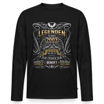Jahrgang 2003 Legende Geburtsjahr 2003 Geschenk - Männer Premium Bio Langarmshirt - Schwarz - Vorne - Nico (187cm)