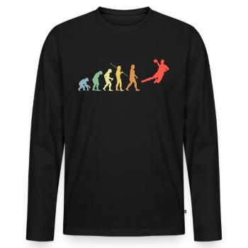 Handball Evolution Retro Sport Joueur de handball - T-shirt manches longues Premium bio Homme - noir - Devant - Nico (187cm)