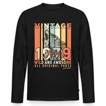 Baujahr 1979 Im Juli - Männer Premium Bio Langarmshirt - Schwarz - Vorne - Nico (187cm)