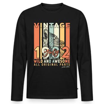 July 1982 40th birthday - Men's Premium Organic Long Sleeve Shirt - black - Front - Nico (187cm)