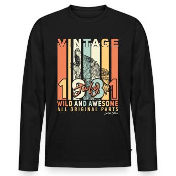 Année de construction 1981 en juillet - T-shirt manches longues Premium bio Homme - noir - Devant - Nico (187cm)