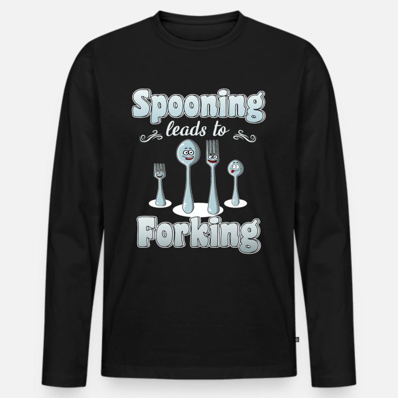 Wortwitz Küche Pun Restaurant Koch Besteck - Männer Premium Bio Langarmshirt - Schwarz