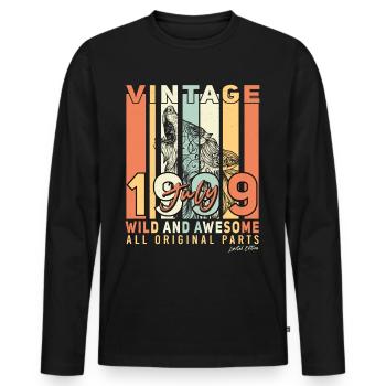 Meilleur mois de naissance Juillet 1999 - T-shirt manches longues Premium bio Homme - noir - Devant - Nico (187cm)