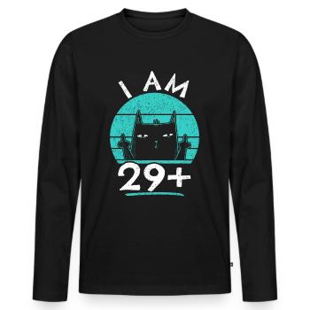 30th birthday woman 30th 30 years - I AM 29+ PLUS - Men's Premium Organic Long Sleeve Shirt - black - Front - Nico (187cm)