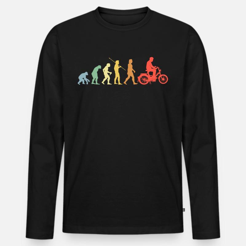 Mofa Evolution Retro Moped Mofafahrer - Männer Premium Bio Langarmshirt - Schwarz