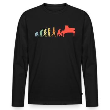 Piano Evolution Retro Piano à queue Pianiste - T-shirt manches longues Premium bio Homme - noir - Devant - Nico (187cm)