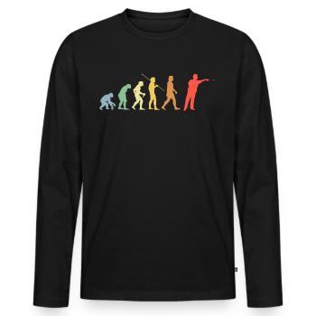 Dart Evolution Retro Darts Dartspieler - Männer Premium Bio Langarmshirt - Schwarz - Vorne - Nico (187cm)