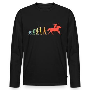 Pferd Und Bogen Evolution Retro Reiten Geschenk - Männer Premium Bio Langarmshirt - Schwarz - Vorne - Nico (187cm)