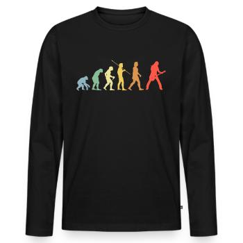 Electric Guitar Evolution Retro Music Guitarist - Men's Premium Organic Long Sleeve Shirt - black - Front - Nico (187cm)