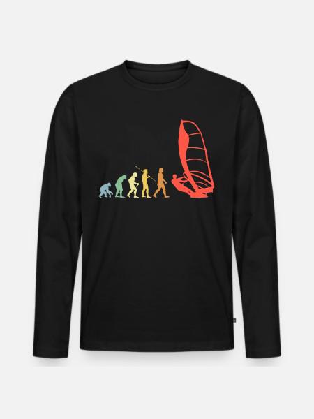 Segelsurfen Evolution Retro Surfen Segelsurfer - Männer Premium Bio Langarmshirt - Schwarz