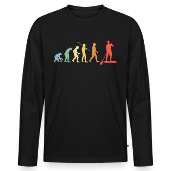 Stand up Paddle Evolution Retro Standup Paddler - Männer Premium Bio Langarmshirt - Schwarz - Vorne - Nico (187cm)