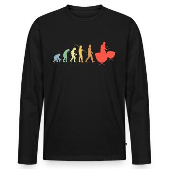 Drums Evolution Retro Music Drummer - Men's Premium Organic Long Sleeve Shirt - black - Front - Nico (187cm)