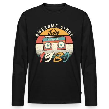 1980 Juli Geschenkidee - Männer Premium Bio Langarmshirt - Schwarz - Vorne - Nico (187cm)