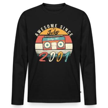 Mois de naissance Juillet 2001 - T-shirt manches longues Premium bio Homme - noir - Devant - Nico (187cm)