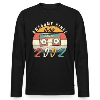 20 ans en juillet 2002 - T-shirt manches longues Premium bio Homme - noir - Devant - Nico (187cm)