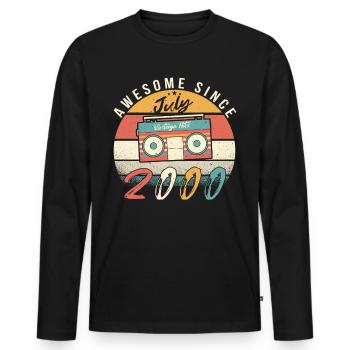 Geburtsmonat Juli 2000 - Männer Premium Bio Langarmshirt - Schwarz - Vorne - Nico (187cm)