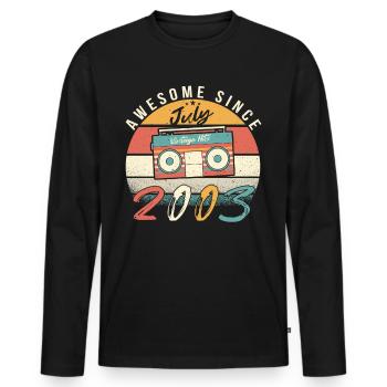 Mois de naissance Juillet 2003 - T-shirt manches longues Premium bio Homme - noir - Devant - Nico (187cm)