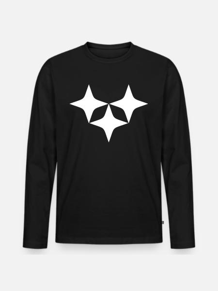 Three White Stars - Men's Premium Organic Long Sleeve Shirt - black