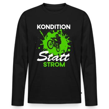 ebike fahrrad radeln MTB Kondition statt Strom - Männer Premium Bio Langarmshirt - Schwarz - Vorne - Nico (187cm)
