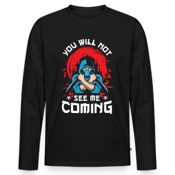 Ninja Tshirt Enfants Hommes Ninjutsu - T-shirt manches longues Premium bio Homme - noir - Devant - Nico (187cm)