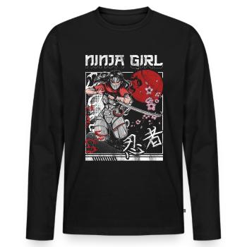 Ninja - Men's Premium Organic Long Sleeve Shirt - black - Front - Nico (187cm)