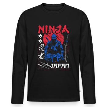 Ninja Cadeau Karaté Ninjutsu Judo Samouraï Japon - T-shirt manches longues Premium bio Homme - noir - Devant - Nico (187cm)