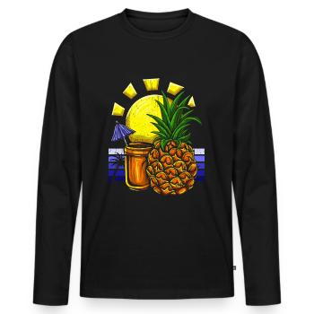 Pineapple Hawaii Gift Fruit Fruit Pineapple Fruit - Men's Premium Organic Long Sleeve Shirt - black - Front - Nico (187cm)