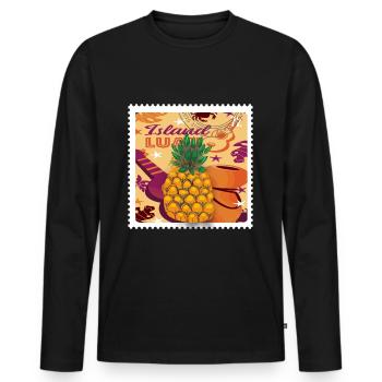 Ananas Tropical Hawaii Cadeau Enfants Hommes Fruits - T-shirt manches longues Premium bio Homme - noir - Devant - Nico (187cm)