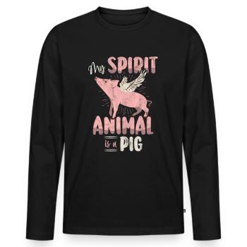 Schwein - Männer Premium Bio Langarmshirt - Schwarz - Vorne - Nico (187cm)